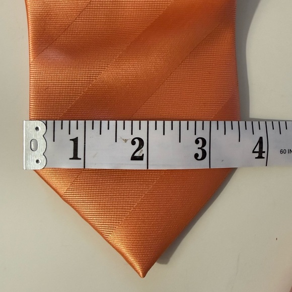 Lucio Lamberti Handmade Repp Tie Shadow Stripe Orange Apricot Wedding Necktie - Picture 5 of 5